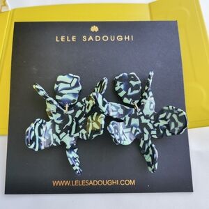 Lele Sadoughi Small Paper Lily Green Earrings New